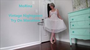 Vintage Nightgown Try On Marathon - MoRina try on haul nylon slips while chatting - GRWM