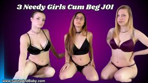 Cum Begging Orgy - 3 Needy Girls Cum Beg Jerk Off Instruction - JOI - Begging for Cum - 18 year old - Tiny Boobs - super skinny