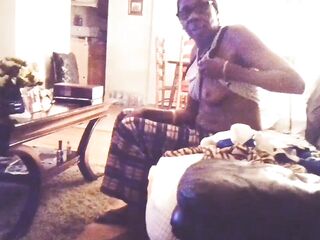Very taboo. Jericho Supernova gets caught jacking off by his grandmother and this babe shows him her black titties and curvy booty.