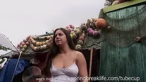 SpringBreakLife Video: Brunette Flashes In Bar Then Pees