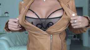 I zip and unzip my orange leather jacket aa