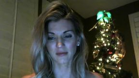 Hot Blonde Does It in Front of the Christmas Tree