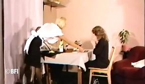 Landlord punishes a maid by whipping her bare ass