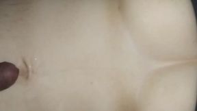 Navel licking and cum shot