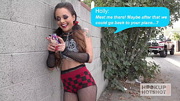 Tiny Goth Girl Holly Hendrix&#039_s Pushes A Huge Cock Up Her Ass