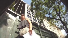 An awesome upskirt voyeur shot of a hard working voyeur