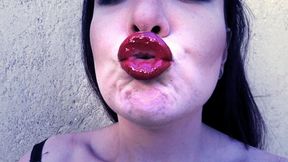 Red shiny lipstick kisses for you
