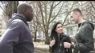 Dark Haired Goddess inside Red Lace Loving a Huge African Monster Dick as Her Man Licks Her Cunt