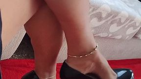 High heels dangling from my feet as I cross my wonderful legs (1)