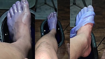 POV Dipping Foot in Paraffin View