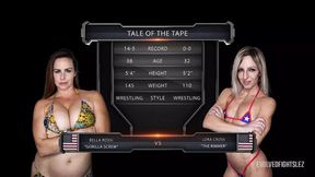 Dirty lesbian lust ignites as Bella & Lora engage in raunchy sex fights, no holds barred