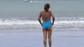 Stepson for the first time has sex with beautiful stepmother on the beach