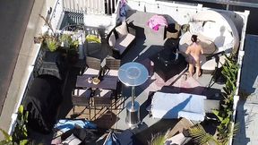 Drone catches hot mom getting naked and nasty on deserted strip!