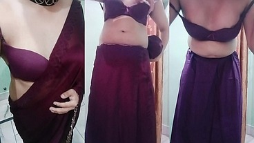 Indian trans woman Gaurisissy fucked in pink saree like a whore