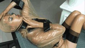 Transparent latex doll with rubber mask and Breath play