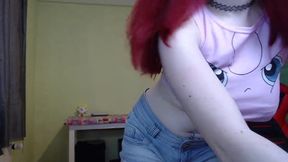 busty redhead babe fingering tight wet pussy