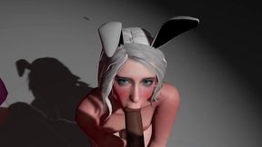 white bunny blowjob