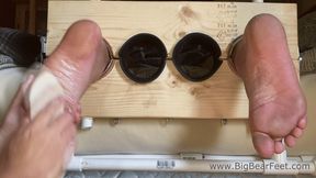Icy Foot Scrub - ice cubes used to wash dirty feet and then scrubbed