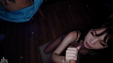 I'm sucking your big hard cock with my GF on your balls