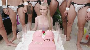 birthday party, 7on1, emily belle, atm, balls deep, dap, rough sex, big gapes, facial, swallow gio2256