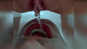 Domination pussy&#x270C; urine in mouth, pee drinking and swallowing