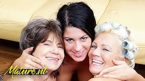 Mature Lesbians Join Horny Teen for Pussy-Licking Threesome