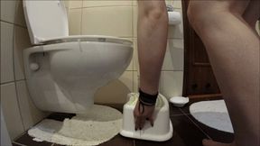 Home Toilet compilation - tight calves ! strong farts ! sexy mask ! big tits - horny bitch on toilet - reupload