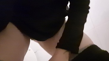 Delicious peeing in public toilet 4K