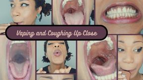 Coughing and Vaping Nicotine Close Up