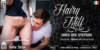 Toyboy gets seduced by his horny hairy MILF stepmom Sofia Siena into a great fuck adventure