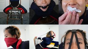Young cute Chinese submissive girl in strict chair tie and multi gagged (wmv)