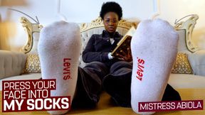 Press your nose into my socks! ( Sock Fetish and Humiliation with Mistress Abiola ) - FULL HD MP4