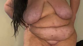 Trying on a too small 4X string bikini
