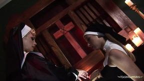 Two Sacred Sisters Share Sordid Sex with Four Uncut Sticks