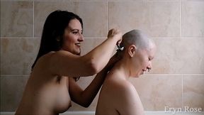 Scarlot shaves Eryn's head