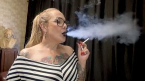POV - Marlboro reds - From a new angle - Triple Puffs, Deep Inhales, Mouth Inhales and open mouth exhales, Smoke rings, Long drag, Cough, Black lipstick, Long red nails