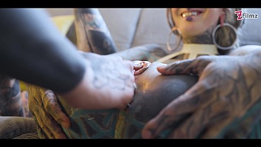 Burlesque tattoo beauty with big boobs gives anal fuck with strap-on (goth, punk, alt porn) ZF033