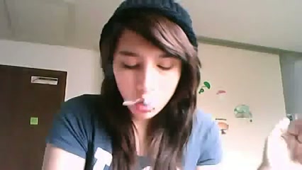That hippie brunette teen babe on webcam enjoys a portion of bong
