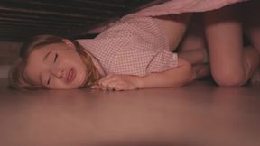 Stepsister stuck under the bed and fucked hard in a doggy style