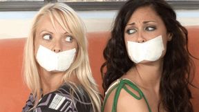 Bound Back To Back By Their Waists, Lovely Ladies Jana Cova And Melissa Jacobs Are Stuck Together!
