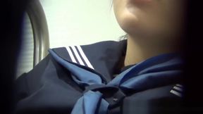 Filthy Teen Brunette's Panty Tease in Uniform