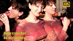 Spontanous BJ and HJ cum on clothes