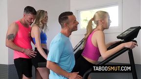 Workout turned into stepfamily foursome - Kay Lovely, Amber Moore