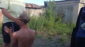 Handjob and suck-job in garages