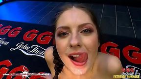 Petite Rebecca Volpetti takes a massive facial doggystyle
