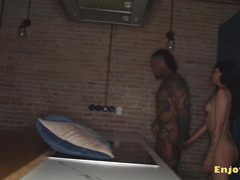 Sweet black-haired got tatted by her sexually attractive BF in full HD - amazing hard-core blowjob!