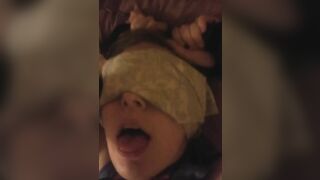 Blindfolded girlfriend used by Stranger
