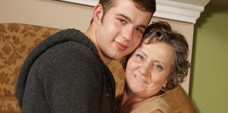 Nympho grandma is sucking and fucking her grandson's best friend