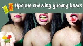 Upclose chewing gummy bears