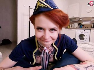 1St Class Stewardess Takes Triple Anal Creampie after a Lengthy Flight